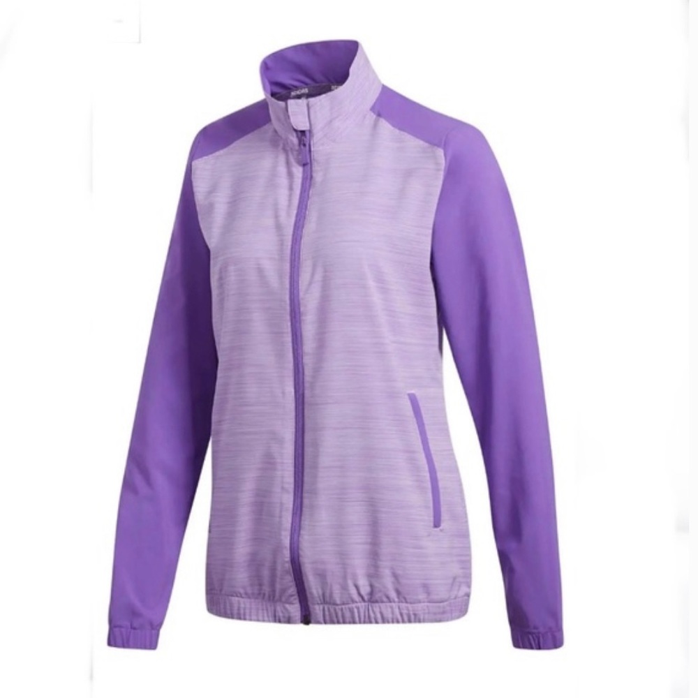 Adidas purple zip active wind, golf, golf, jacket, size XS